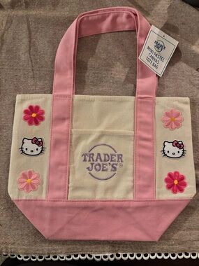 Trader Joe's Pink & Cream Mini Canvas Tote bag